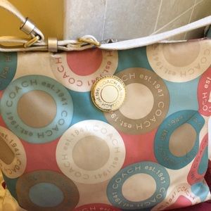 Multi color coated canvas crossbody